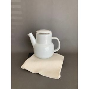 VTG DENBY Large Teapot England Pottery white brown alabaster vanilla glaze 1980s